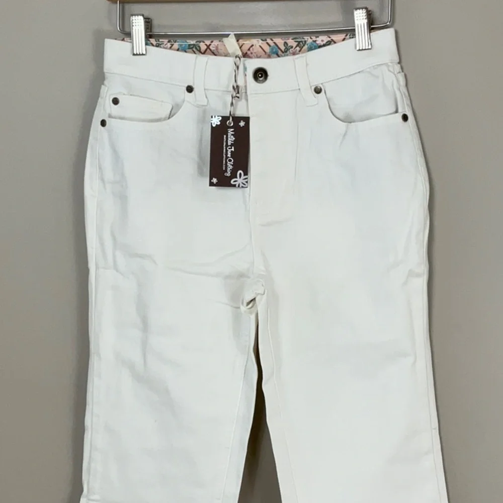 Matilda Jane Secret Stretch Jeans Cuffed High Rise Floral Accent
